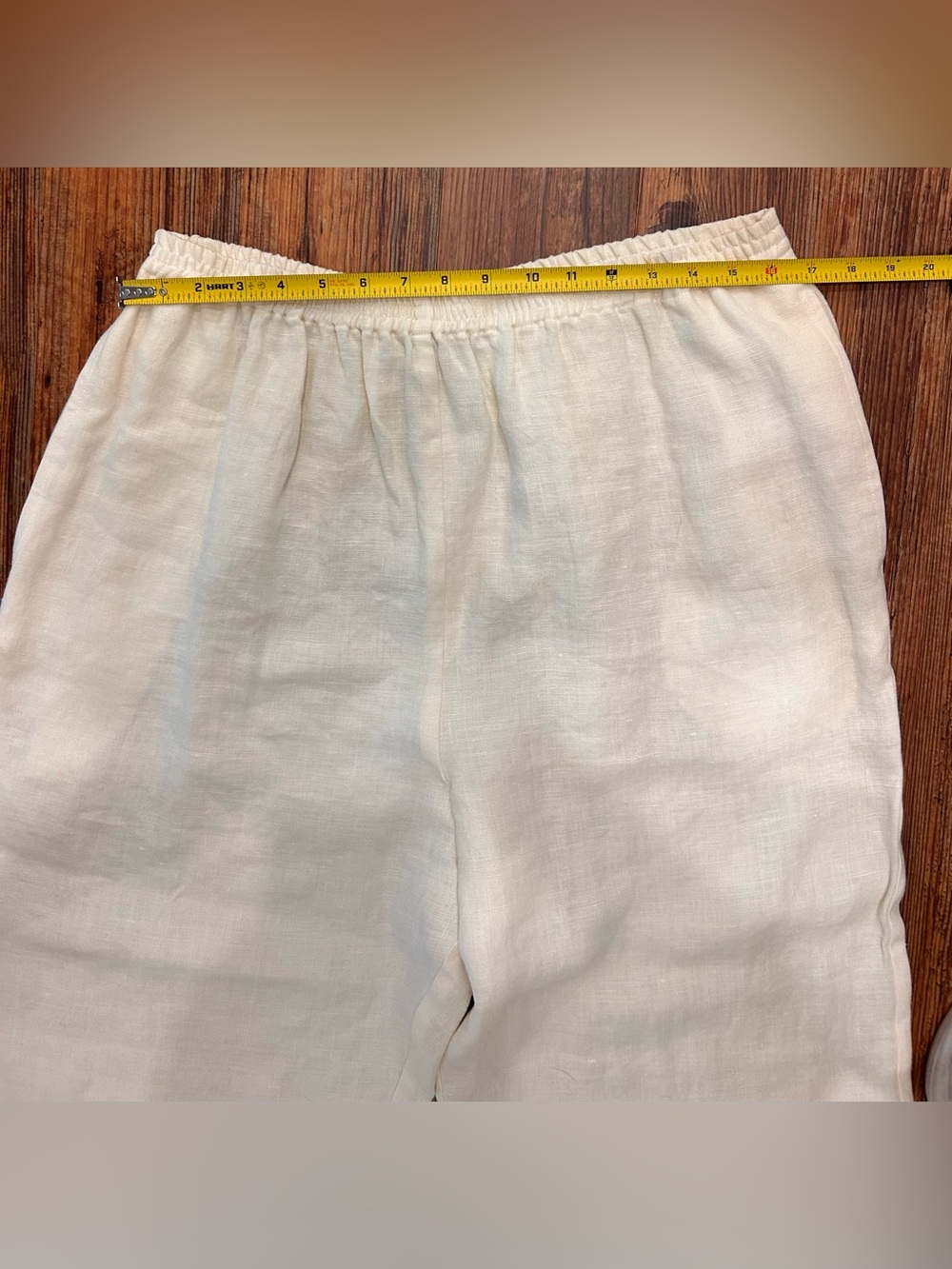 Eskandar 100% Linen Pull-On Wide Leg Pants Ivory England Size 2 - Picture 11 of 16